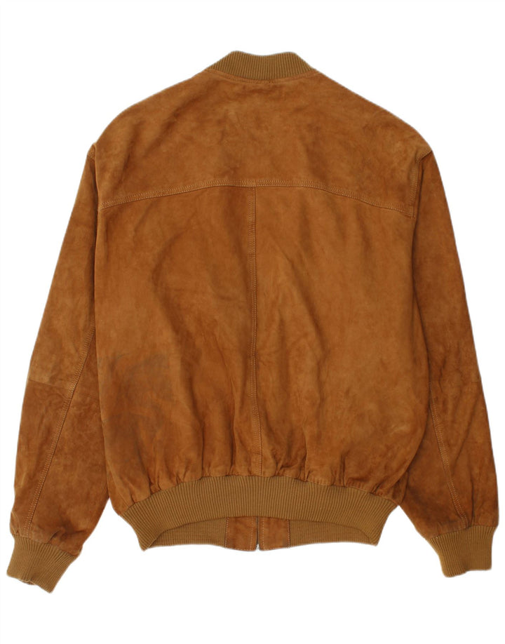Jaqueta bomber masculina vintage de camurça IT 54 2XL couro marrom