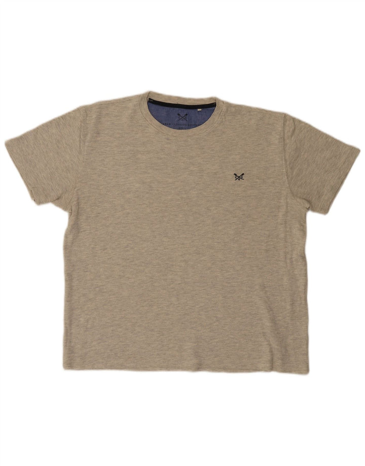 Camiseta masculina Crew Clothing Top grande algodão cinza