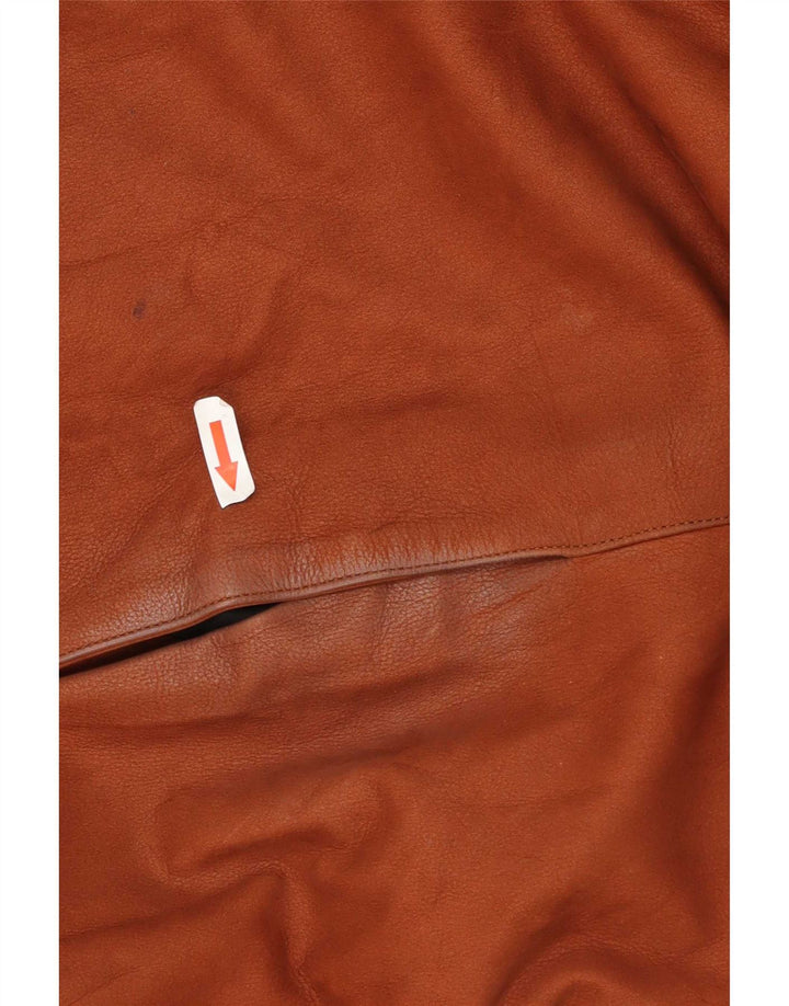 Casaco de couro feminino vintage UK 20 2XL marrom