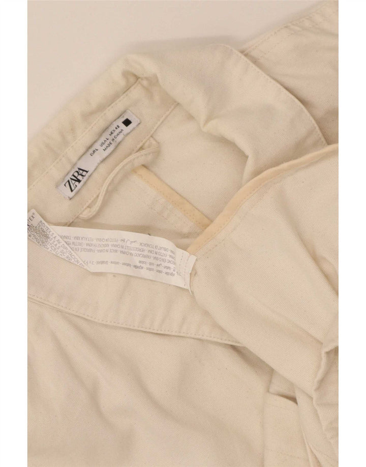 Jaqueta utilitária masculina Zara UK 40 grande algodão bege