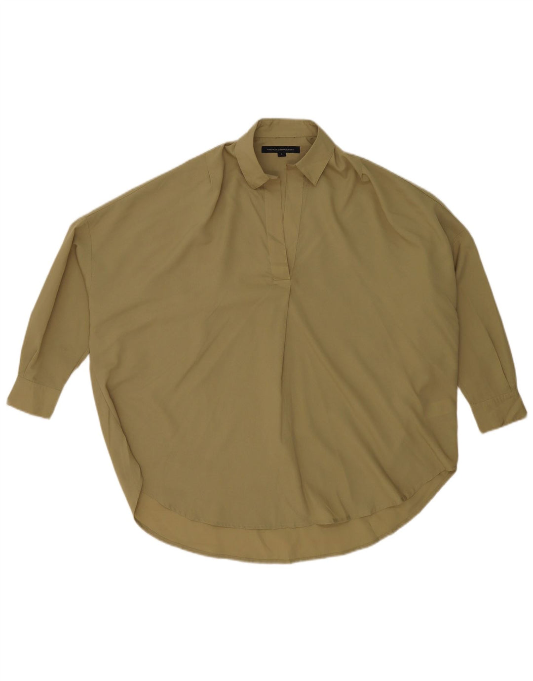 Camisa pulôver grande feminina French Connection Reino Unido 10 pequena cáqui