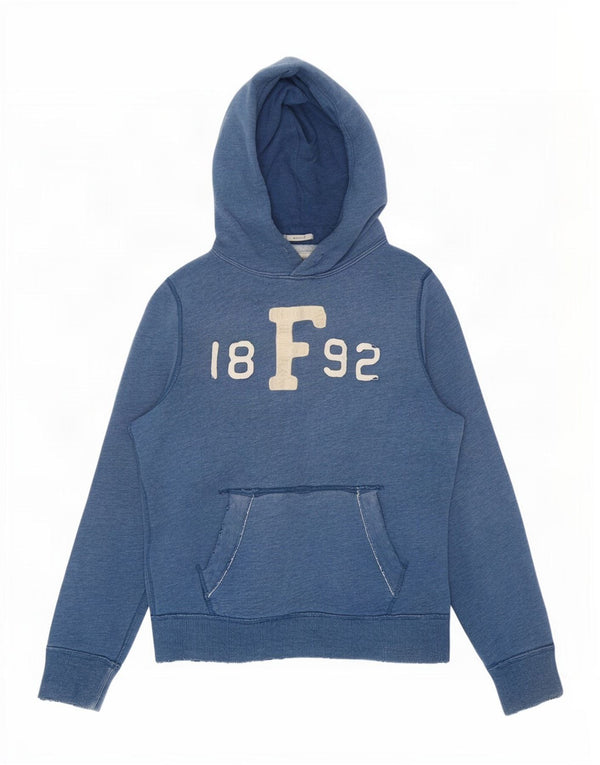 Abercrombie & Fitch Mens Graphic Hoodie Jumper Medium Blue Cotton