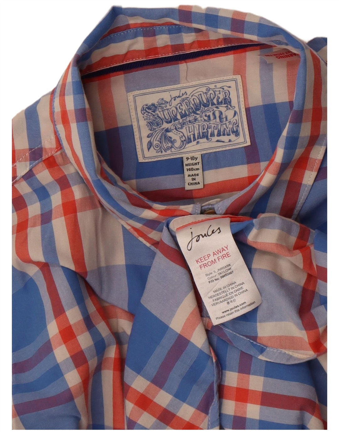 Camisa masculina Joules 9-10 anos algodão xadrez azul