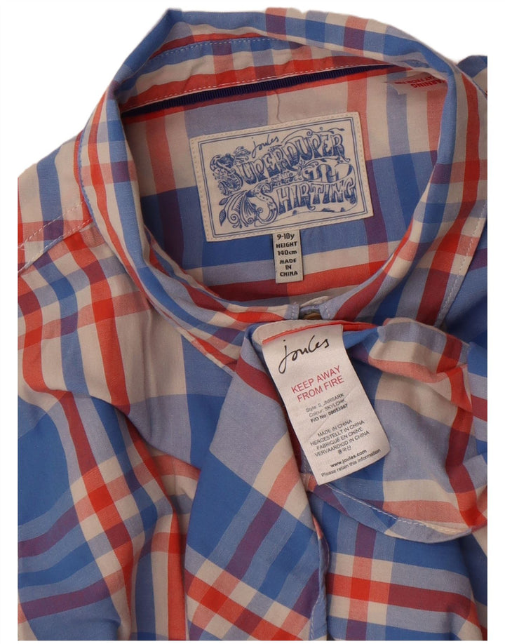 Camisa masculina Joules 9-10 anos algodão xadrez azul