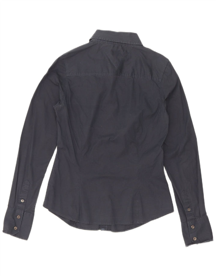 Camisa Tommy Hilfiger Feminina UK 12 Médio Algodão Azul Marinho