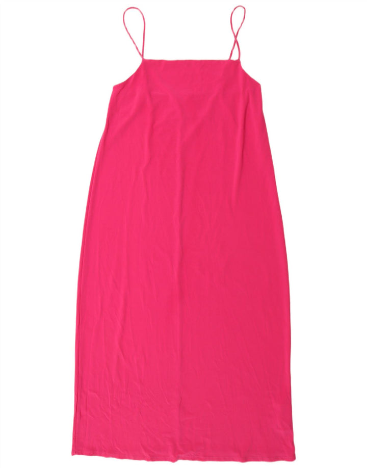 Vestido deslizante feminino Zara UK 14 poliéster rosa médio