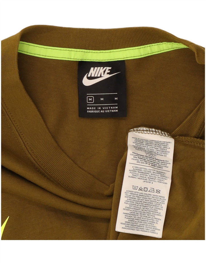 Camiseta Nike masculina gráfica Top médio algodão cáqui
