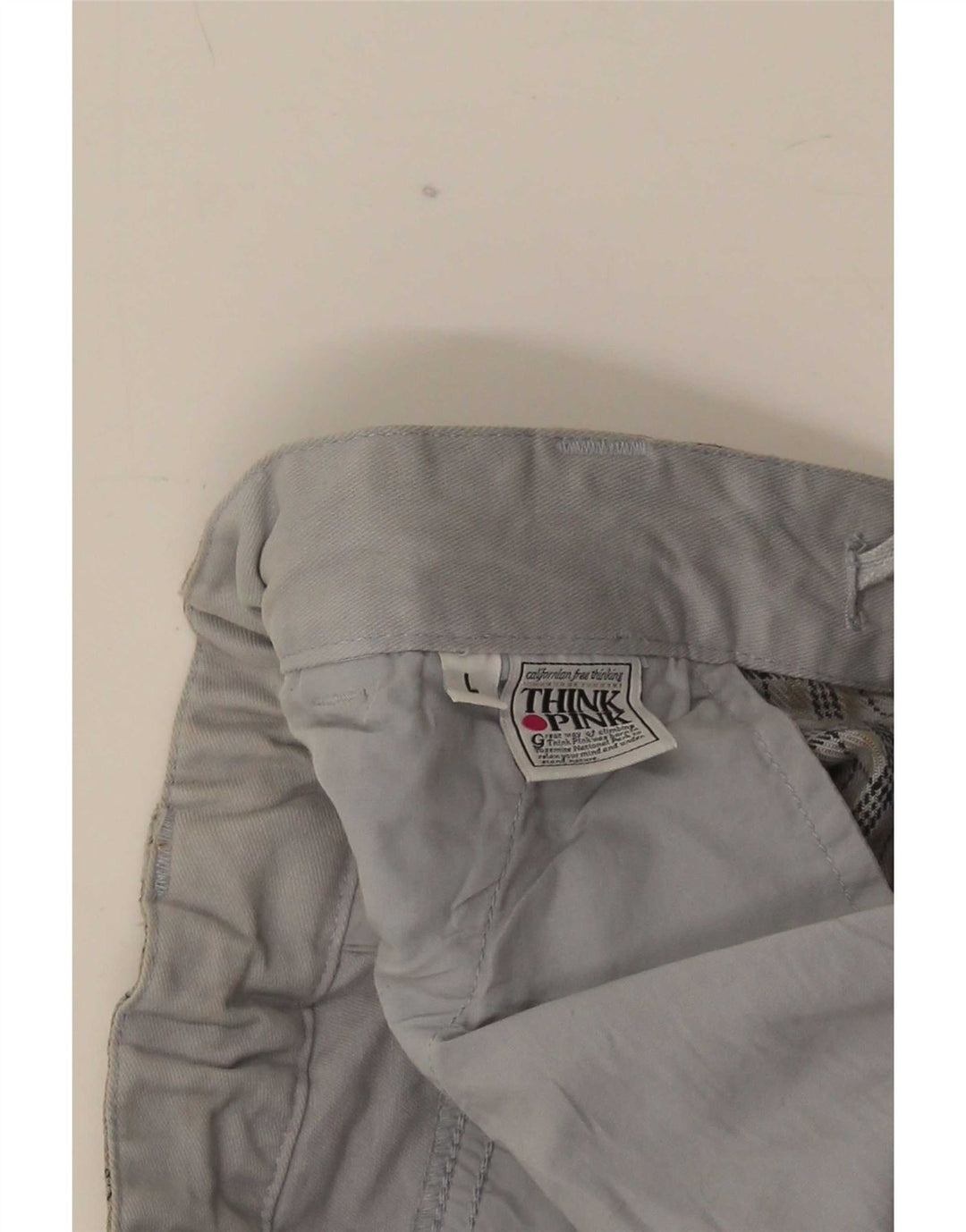 Calça chino reta masculina Think Pink grande W36 L32 cinza xadrez