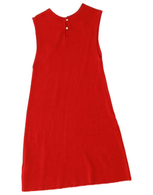 Vestido feminino Zara sem mangas evasê UK 8 pequeno viscose vermelha
