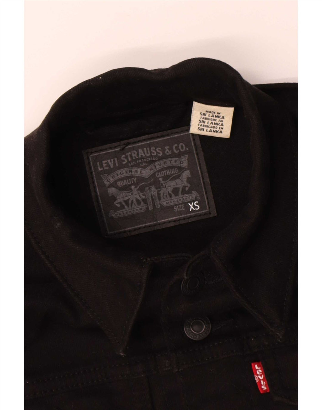 Jaqueta jeans feminina Levi's UK 6 XS algodão preto