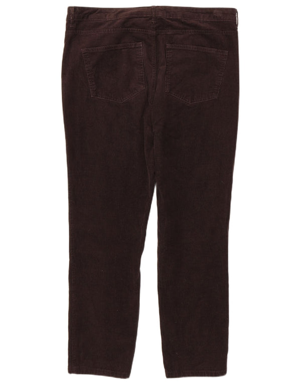 Calça feminina de veludo cotelê Marks & Spencer UK 18 XL W36 L28 algodão marrom