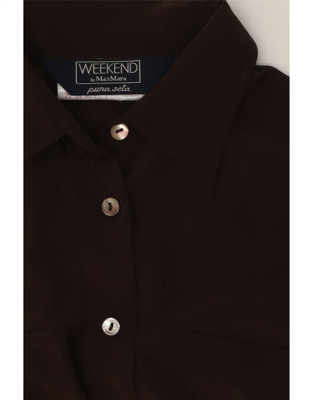 Camisa de fim de semana feminina Max Mara Reino Unido 16 grande seda marrom