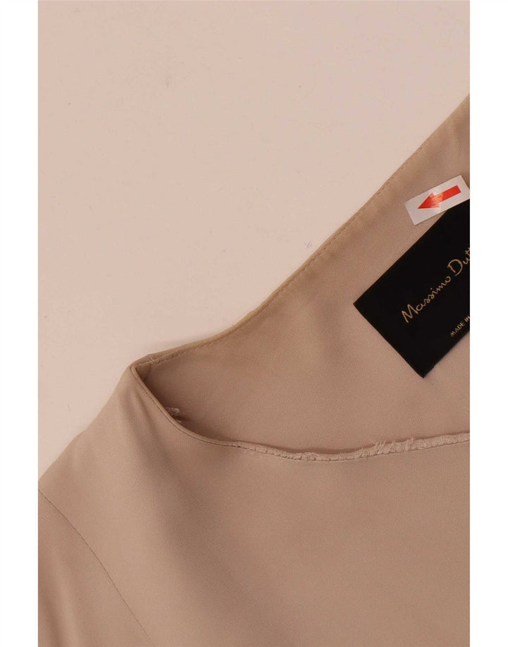 Jaqueta blazer feminina Massimo Dutti Longline sem mangas Reino Unido 14 médio bege