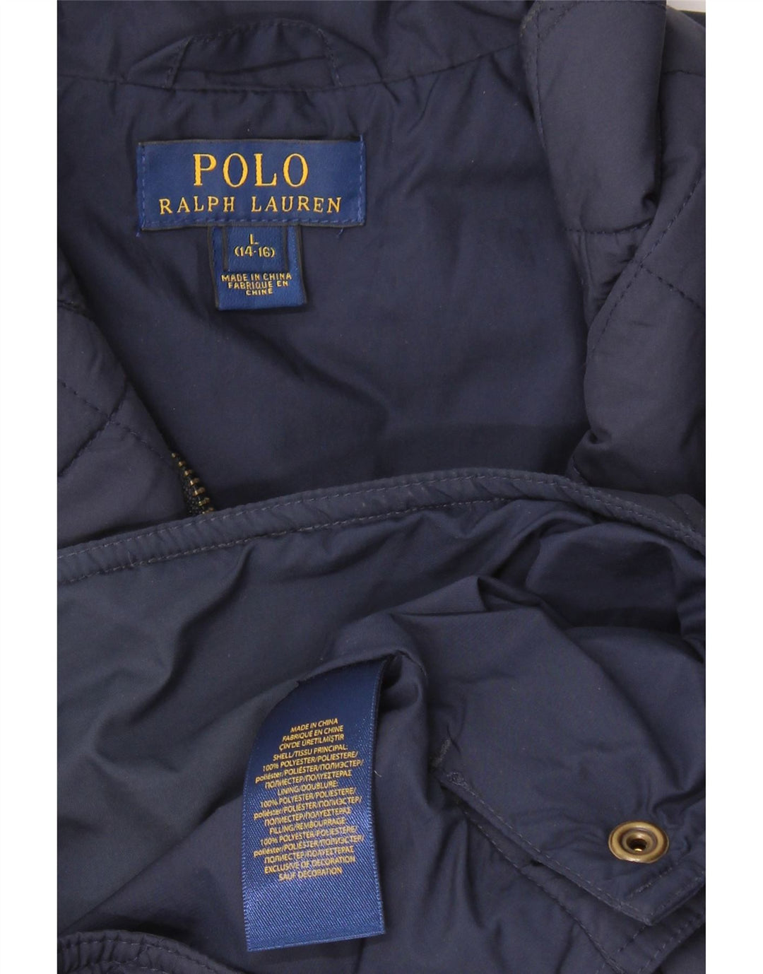 Polo Ralph Lauren Colete acolchoado para meninos 14-15 anos grande poliéster azul marinho