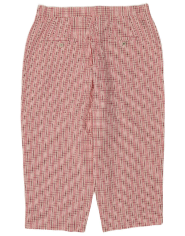 Calça capri feminina de cintura alta LEE EUA 16 2XL W34 L20 algodão xadrez rosa
