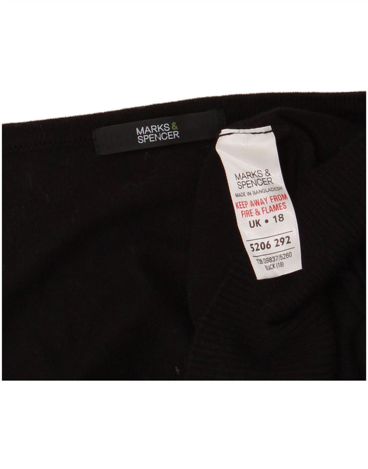Suéter cardigã feminino MARKS & SPENCER manga 3/4 UK 18 XL preto