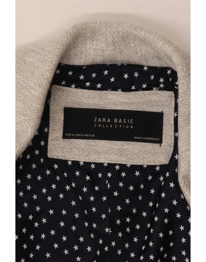 Jaqueta blazer feminina Zara com 1 botão Reino Unido 12 espinha de peixe cinza médio