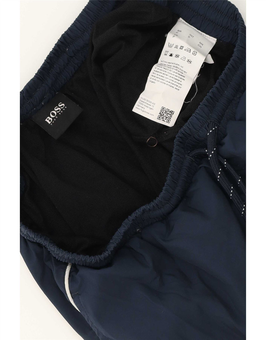 Shorts de natação masculino Hugo Boss pequeno poliéster azul marinho