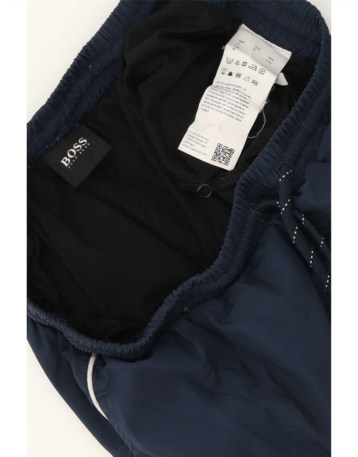 Shorts de natação masculino Hugo Boss pequeno poliéster azul marinho