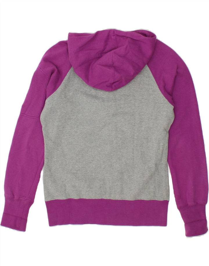 NIKE Womens Zip Hoodie Sweater UK 14 Medium Purple Colourblock Cotton Vintage Nike and Second-Hand Nike from Messina Hembry 
