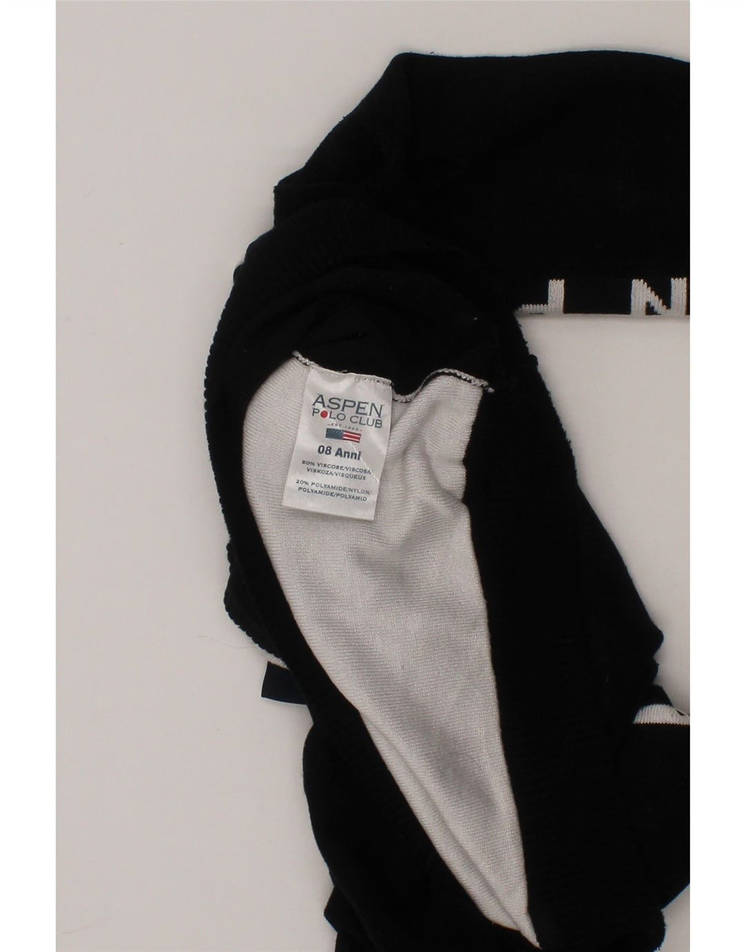ASPEN Boys Graphic Crew Neck Jumper Sweater 7-8 Years Black Colourblock Vintage Aspen and Second-Hand Aspen from Messina Hembry 