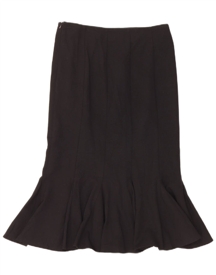 Saia sereia feminina Marks & Spencer Reino Unido 10 pequena W30 poliéster preto