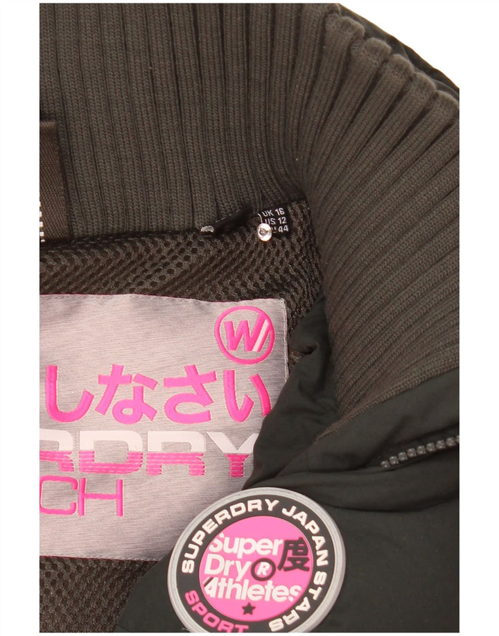 Jaqueta acolchoada com capuz gráfico feminino Superdry UK 16 grande poliéster verde
