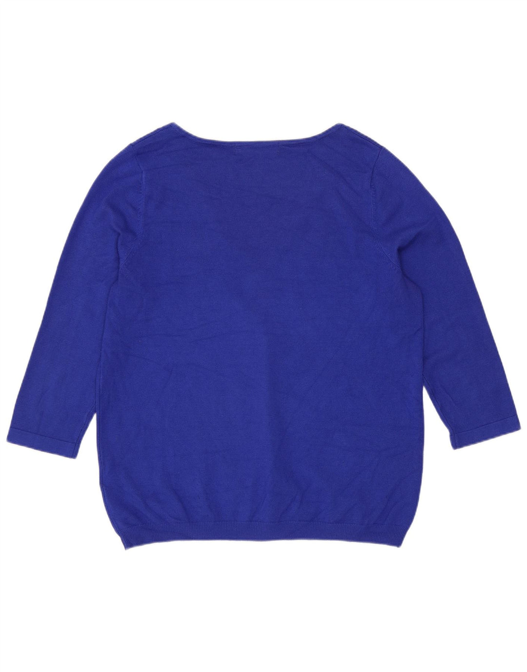 Suéter feminino Marks & Spencer manga 3/4 com decote em V Reino Unido 12 azul médio
