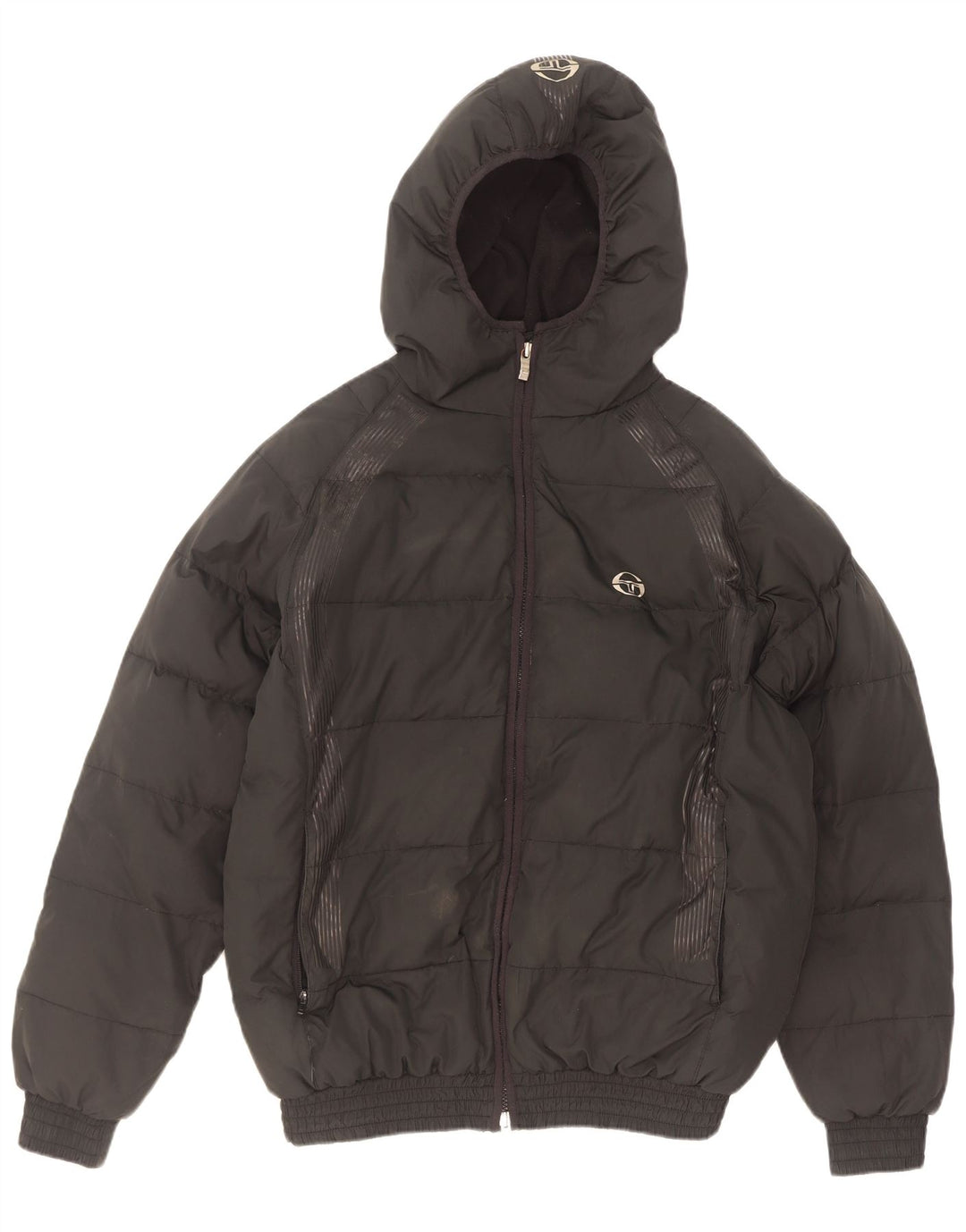 Jaqueta acolchoada masculina Sergio Tacchini UK 38 poliéster preto médio