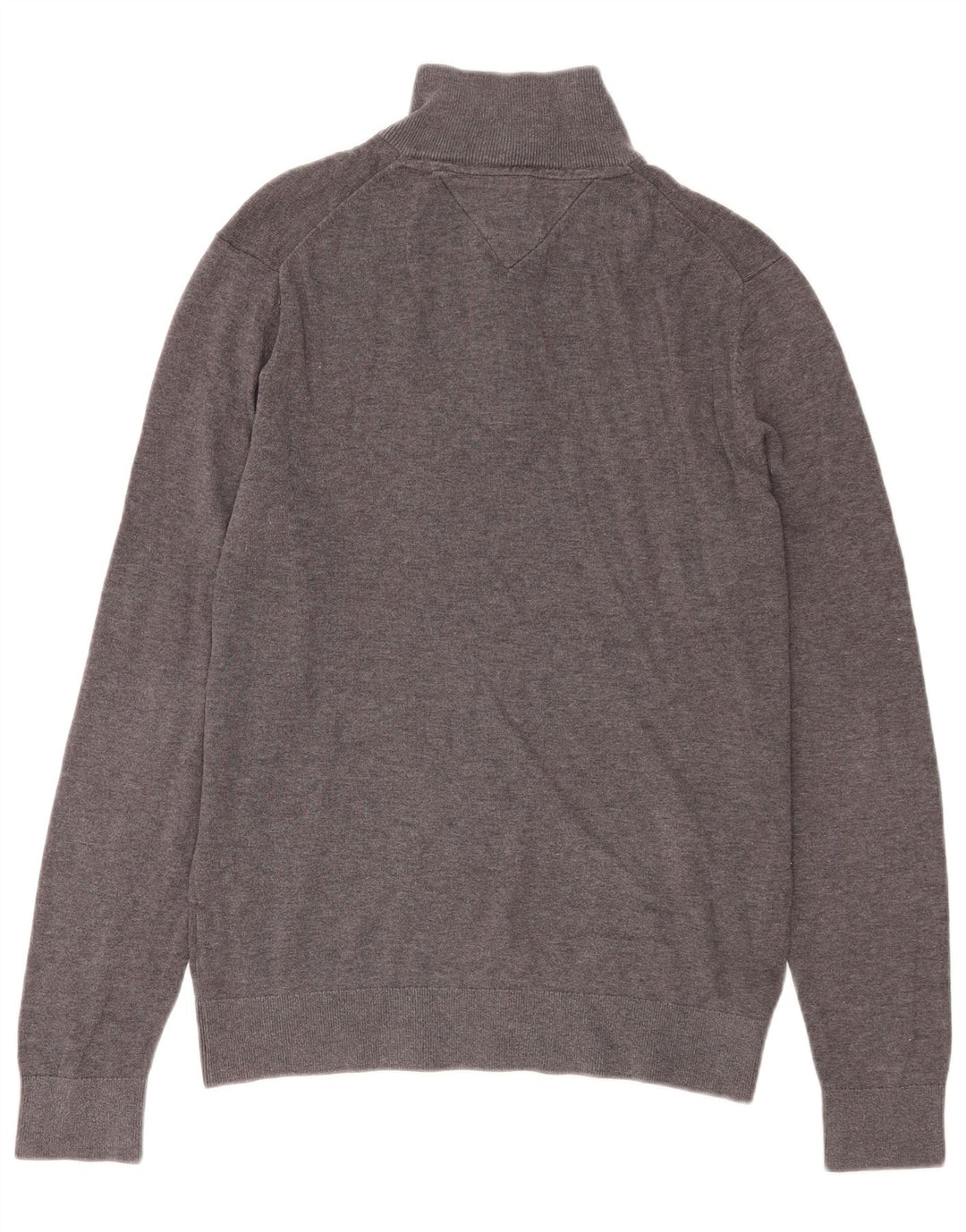 Tommy Hilfiger Suéter masculino com gola zip e algodão manchado cinza médio