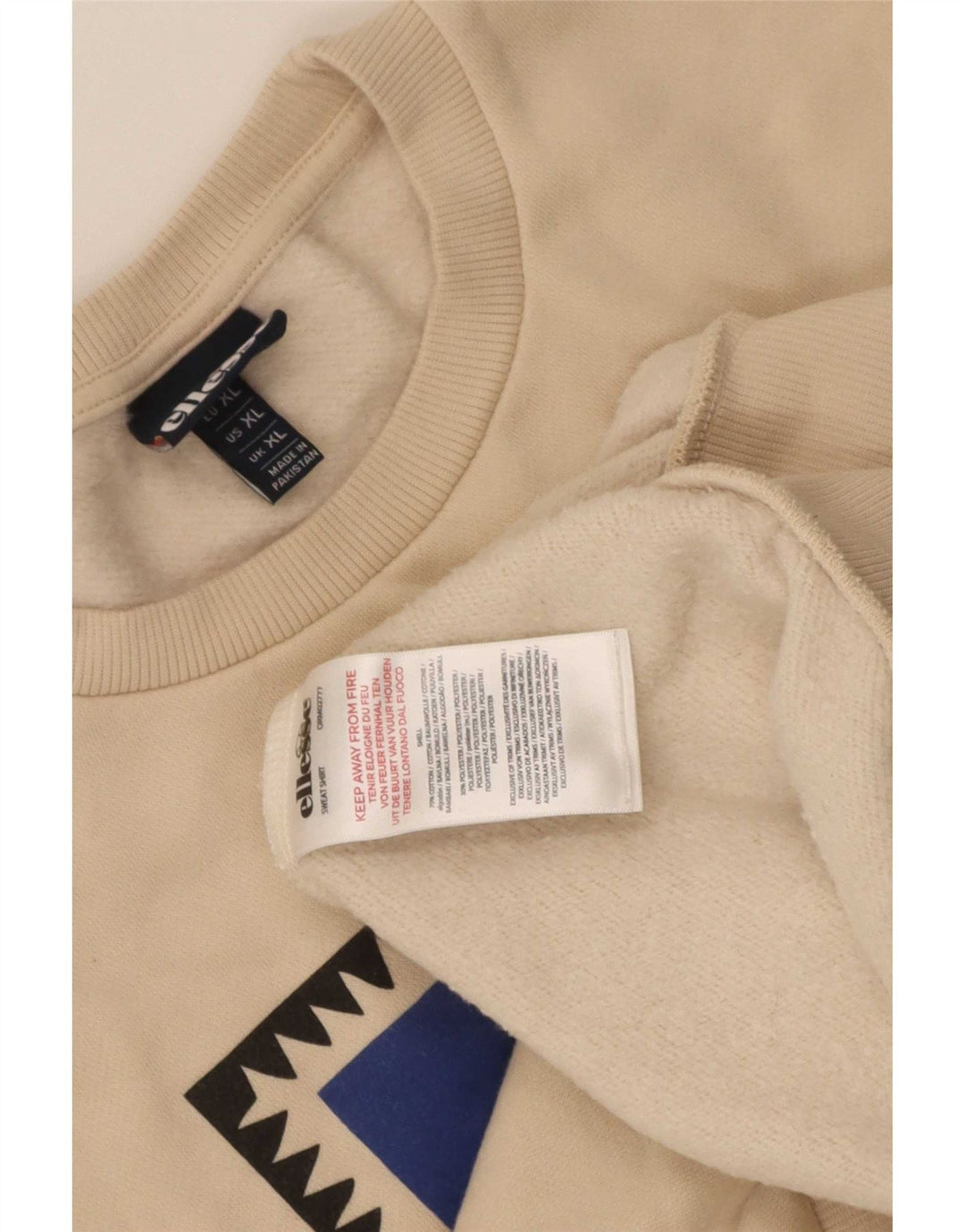 Ellesse moletom masculino gráfico jumper XL bege algodão