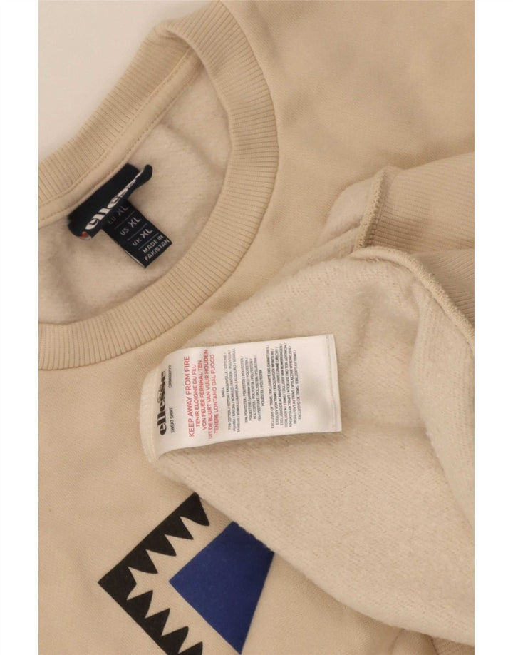 Ellesse moletom masculino gráfico jumper XL bege algodão