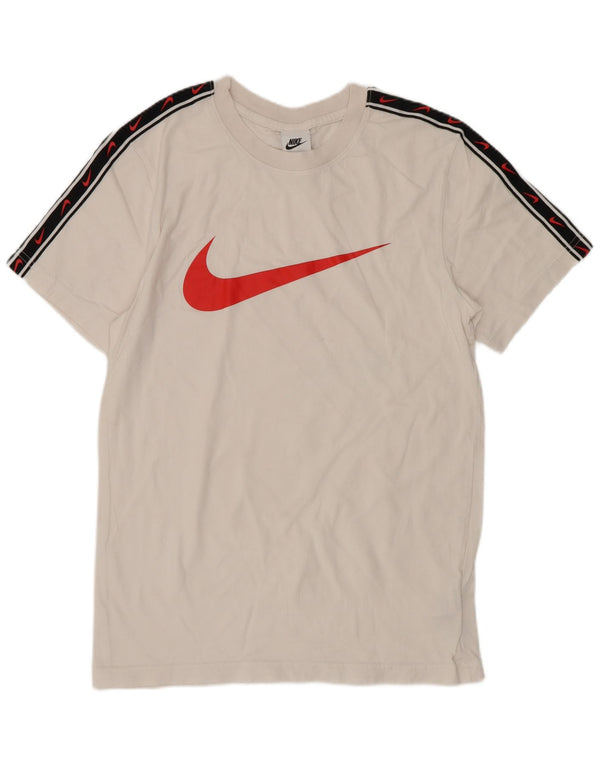 Camiseta Nike masculina gráfica top pequeno algodão colorblock branco