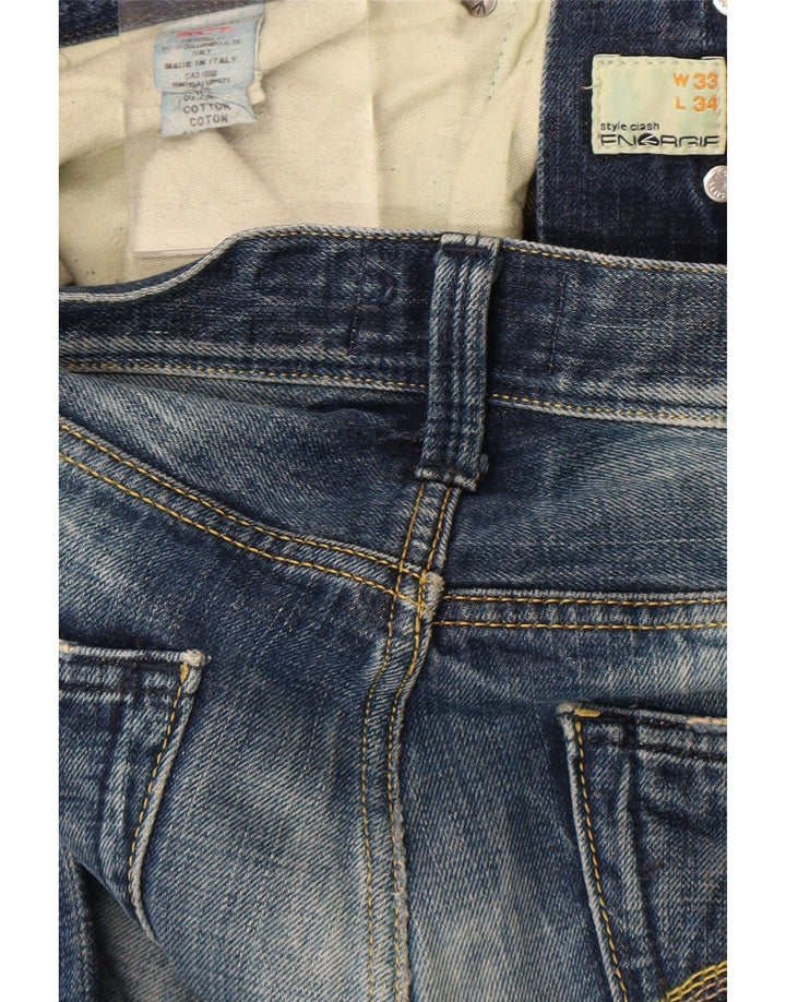 Energe Mens Straight Jeans W33 L34 Azul Algodão