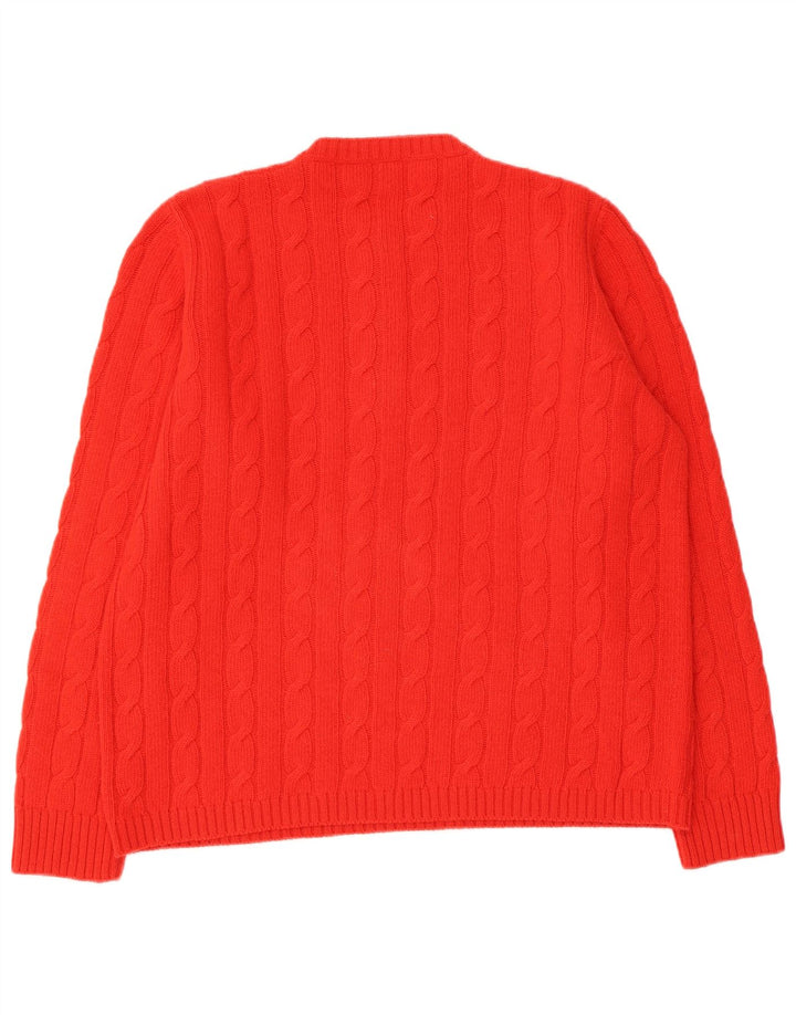 Suéter feminino vintage com gola redonda UK 16 grande vermelho