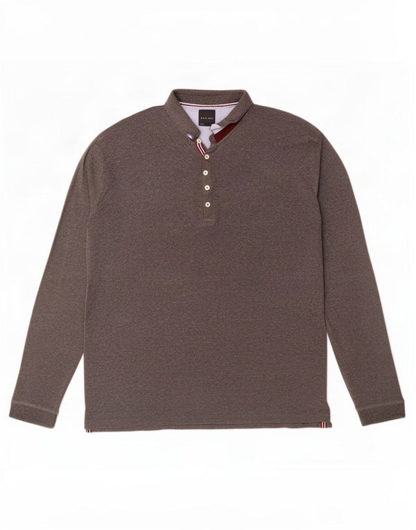 Camisa polo masculina de manga comprida Zara 2XL cinza