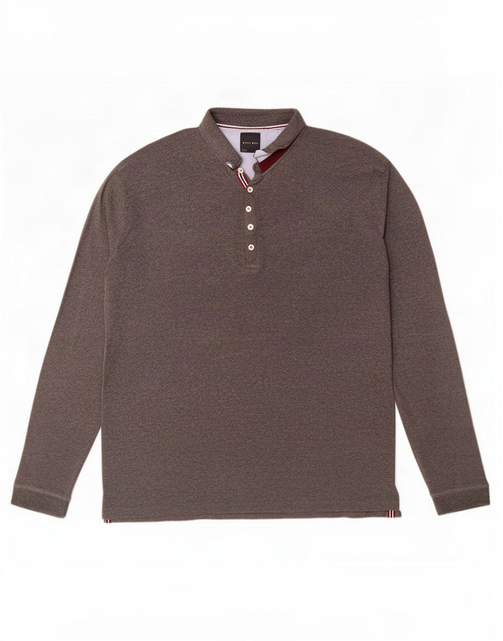 Camisa polo masculina de manga comprida Zara 2XL cinza