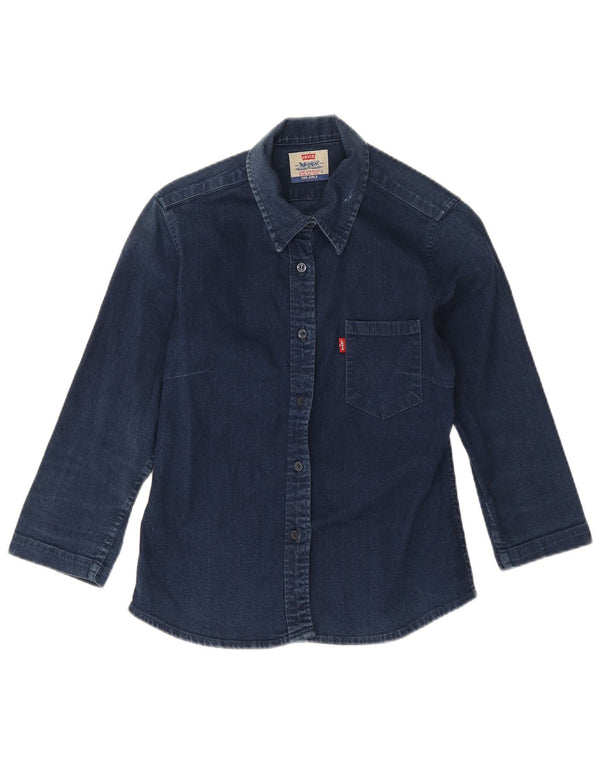 Camisa jeans feminina manga 3/4 Levi's 15-16 anos pequena azul marinho
