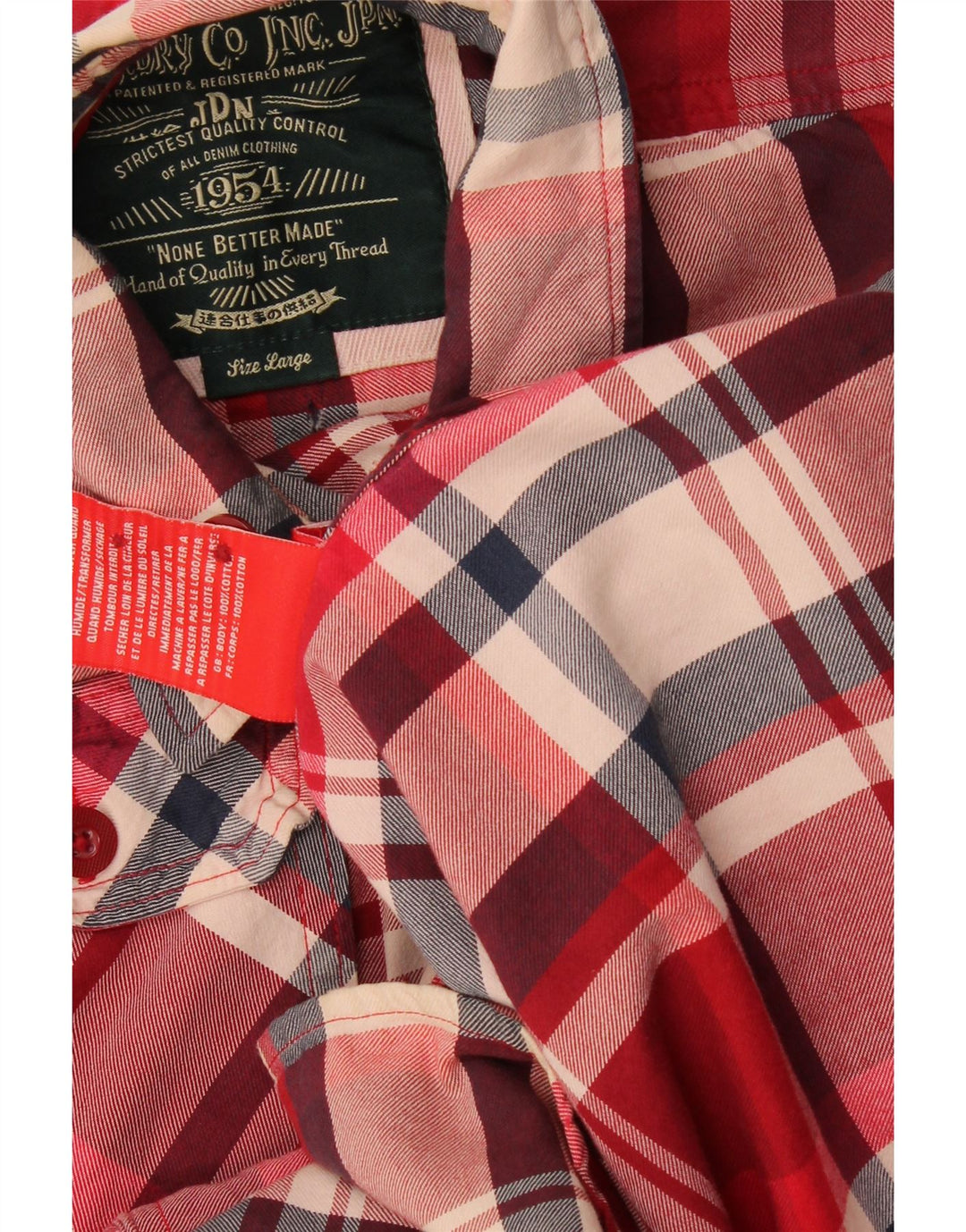 Camisa masculina Superdry grande xadrez vermelho algodão