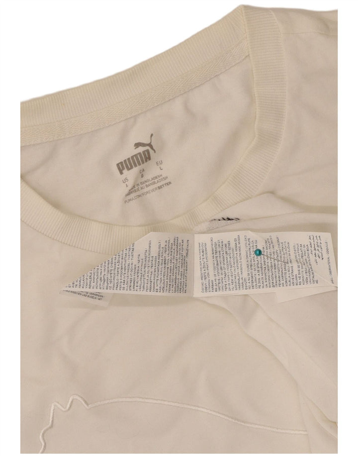 Puma Mens Graphic T-Shirt Top Grande Algodão Branco