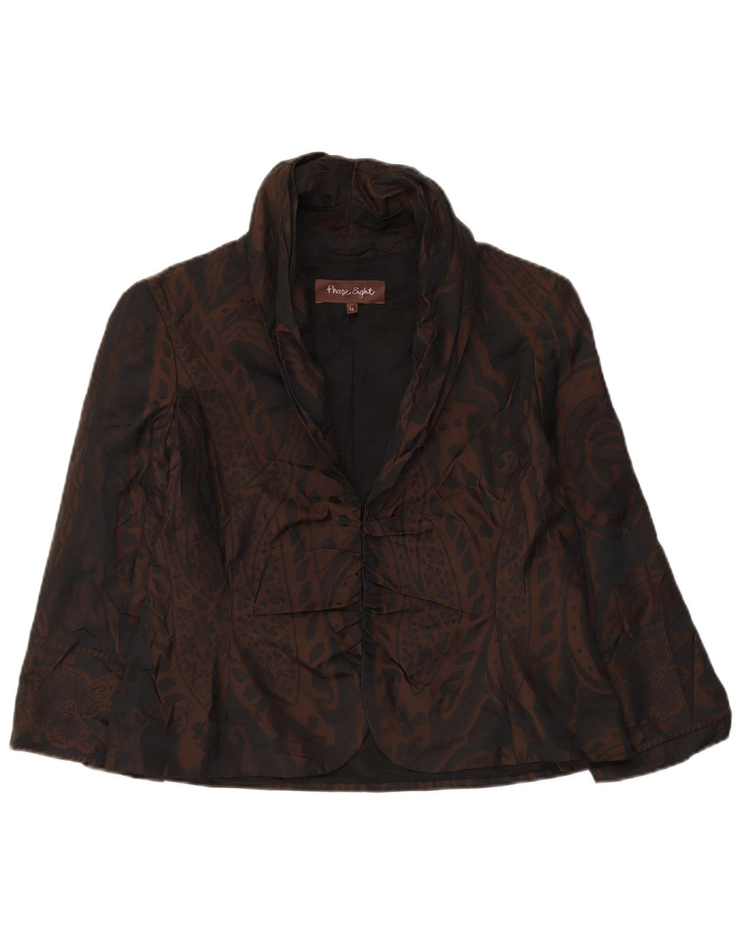 Fase Oito Jaqueta Blazer Feminina Manga 3/4 Reino Unido 14 Médio Marrom Paisley