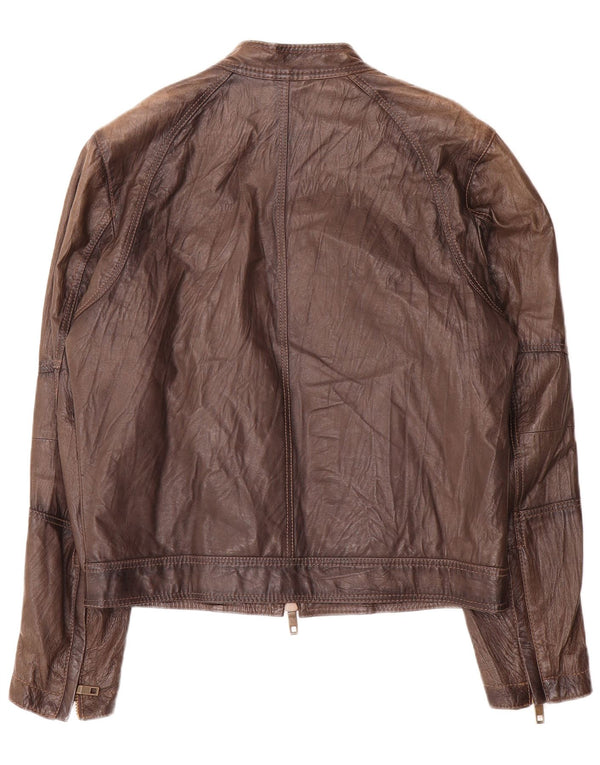 Jaqueta de couro masculina vintage IT 48 marrom médio