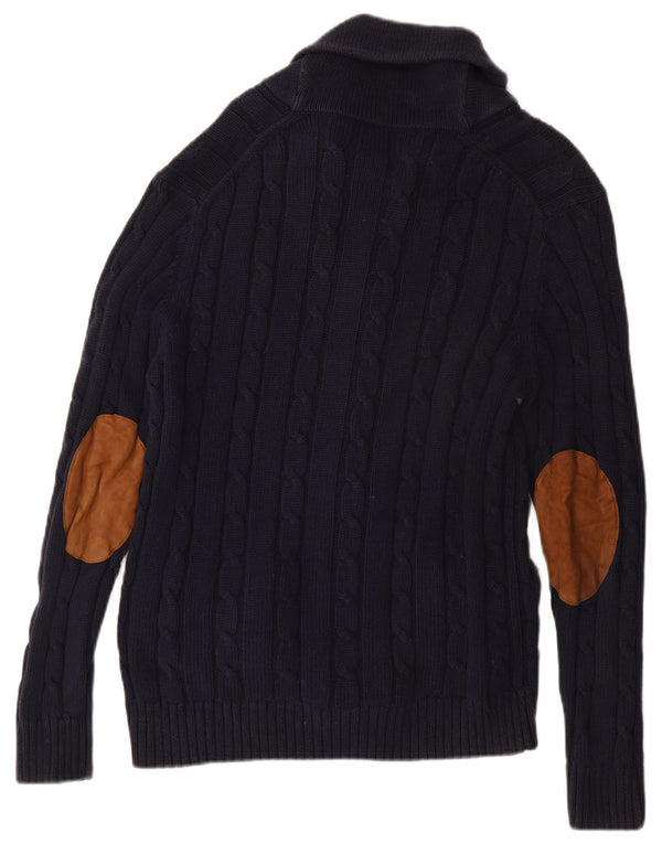 Suéter cardigã masculino Gant grande algodão azul marinho