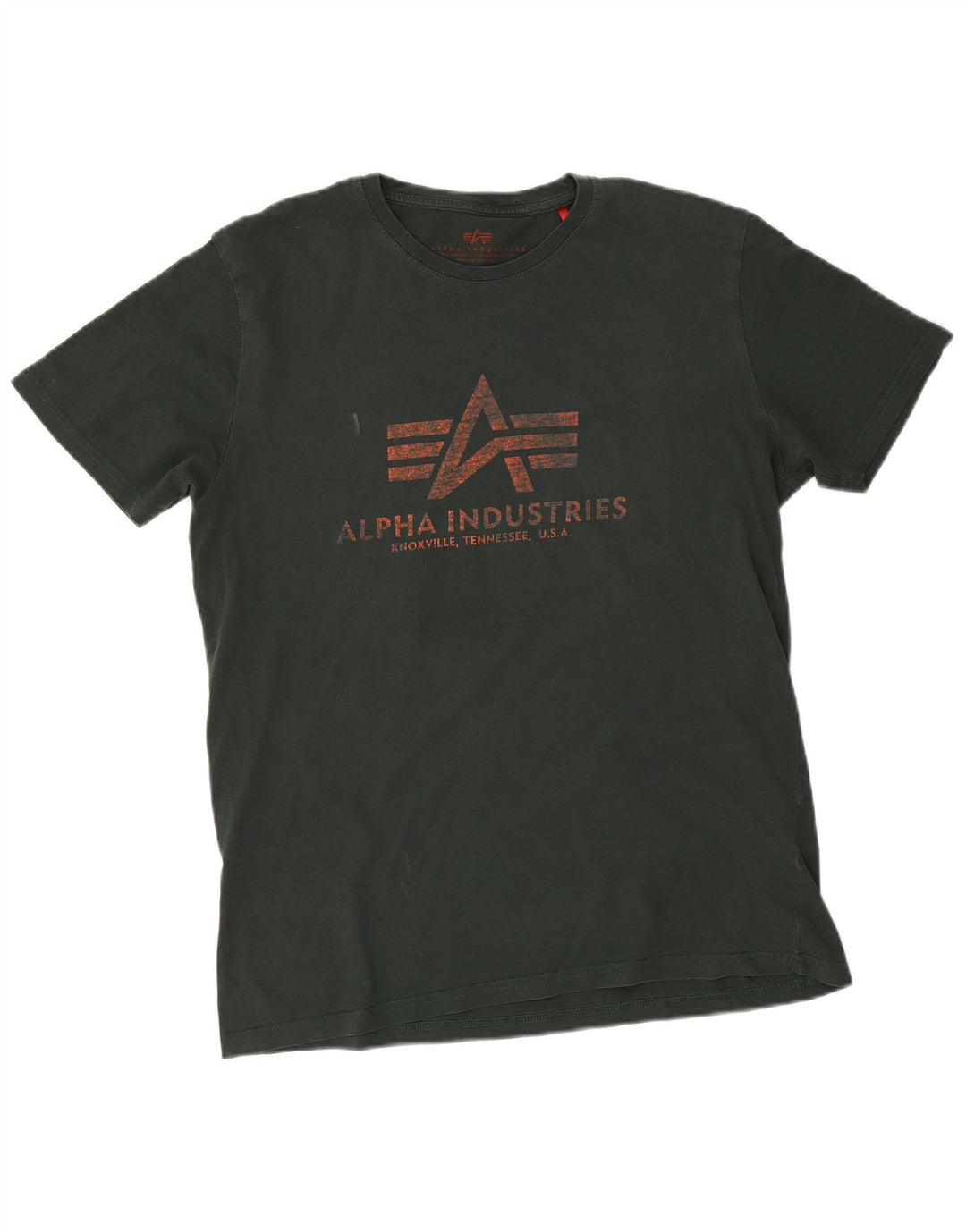 Camiseta gráfica masculina Alpha Industries Top grande de algodão verde
