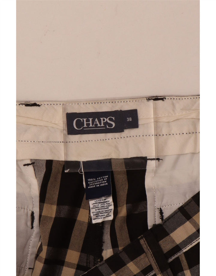 Shorts Chino Masculino Chaps W38 XL Algodão Xadrez Marrom