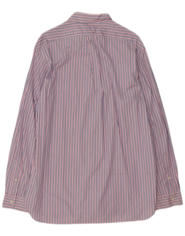 Camisa masculina POLO RALPH LAUREN com ajuste personalizado tamanho 42 16 1/2 listrado rosa grande