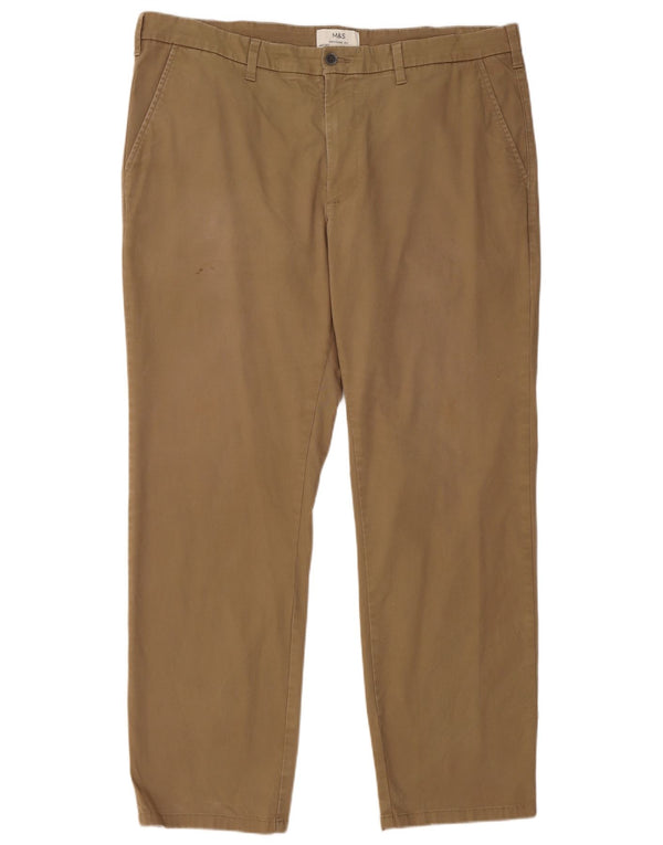 Calças masculinas Marks & Spencer Regular Fit Chino W40 L31 Algodão Bege