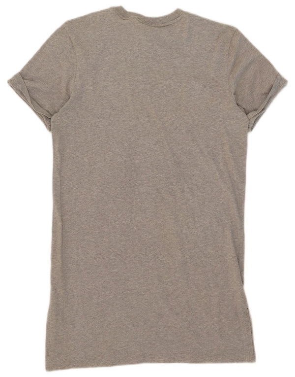 Adidas Camiseta Feminina Oversized Vestido UK 10 Pequeno Algodão Cinza