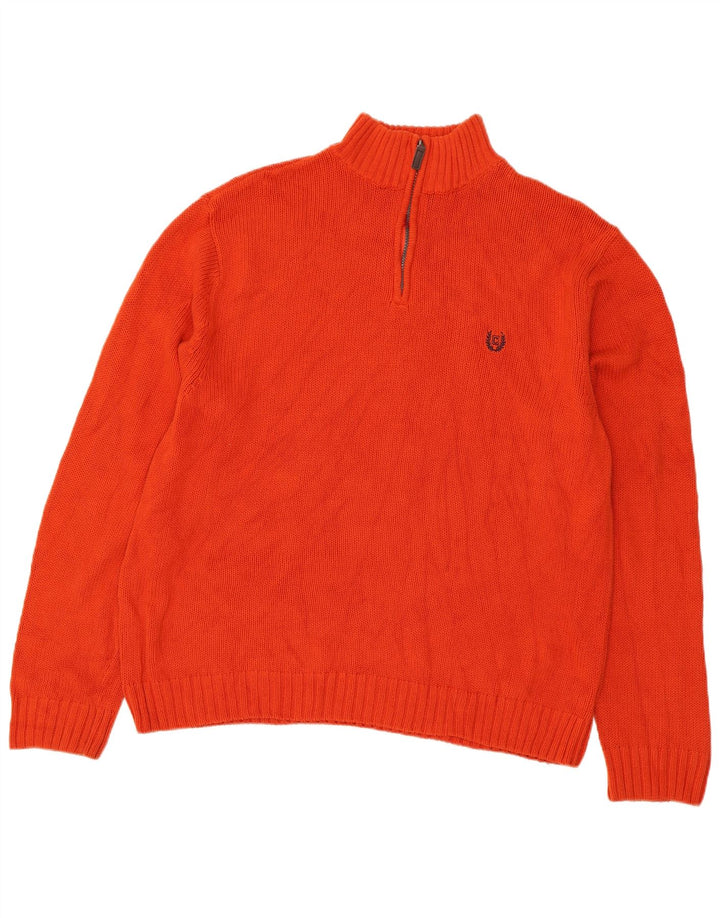 Suéter masculino CHAPS com zíper e gola XL algodão laranja