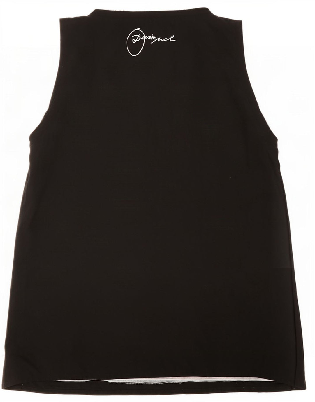 Desigual Womens Graphic Vest Top UK 12 Médio Preto Geométrico Poliéster